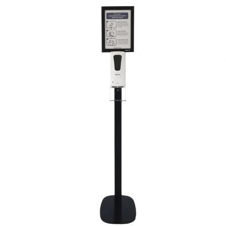 Approx STSanitizer02 Soporte Stand Negro para Dispensador AppSanitizer 300 x 300 x 1544 mm con Cartel Informativo